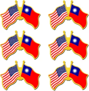 6/12/50/100 Pack -American Taiwan Friendship Flag Pins Bulk -1.4” Metal US USA Taiwanese Lapel Pins Badge Button Souvenir
