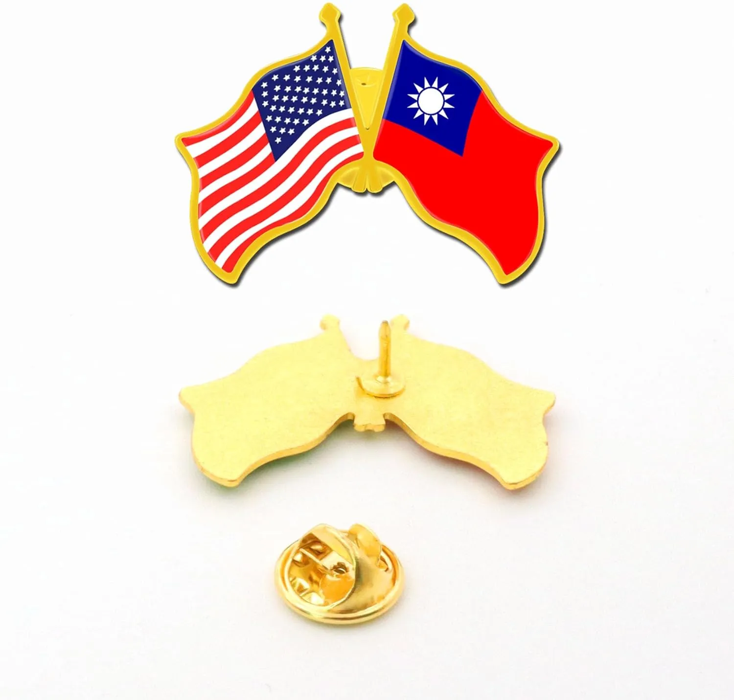 6/12/50/100 Pack -American Taiwan Friendship Flag Pins Bulk -1.4” Metal US USA Taiwanese Lapel Pins Badge Button Souvenir