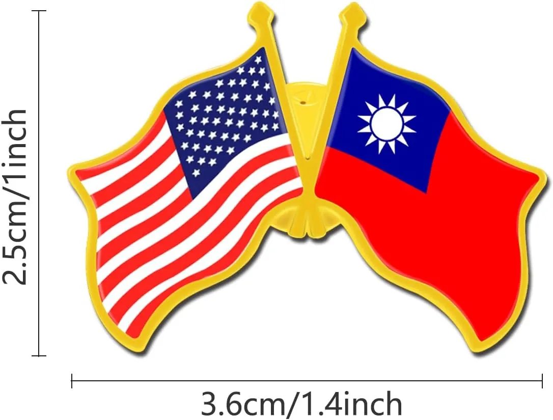 6/12/50/100 Pack -American Taiwan Friendship Flag Pins Bulk -1.4” Metal US USA Taiwanese Lapel Pins Badge Button Souvenir