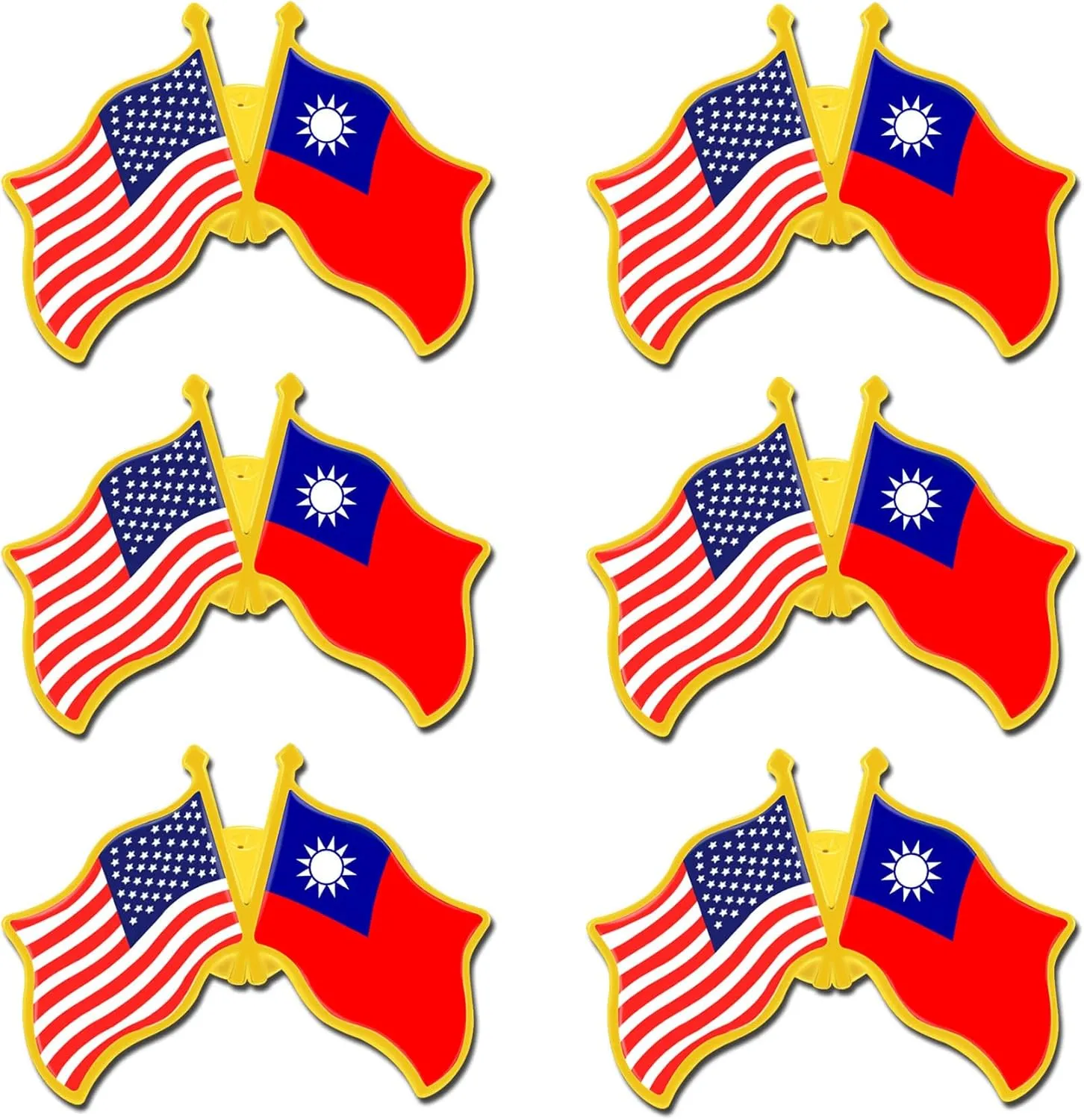 6/12/50/100 Pack -American Taiwan Friendship Flag Pins Bulk -1.4” Metal US USA Taiwanese Lapel Pins Badge Button Souvenir