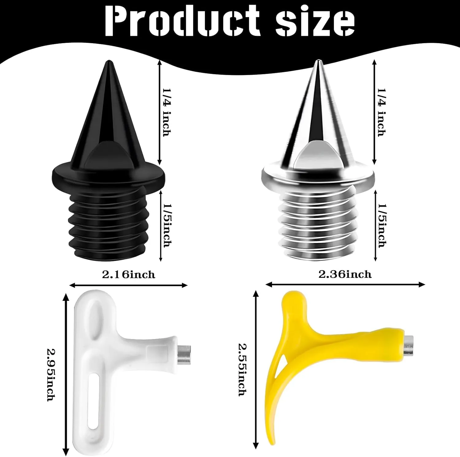 80/260 Pcs 1/4 Inch Track Spikes, Stainless Steel Track and Cross Country Spikes with Spike Wrench, Replacement Spikes for Sprint Sports Short Running Climbing Track Shoes