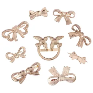 9 Style Iron Belts Buckle, for Belt Bags DIY Accessories, Bowknot, Light Gold