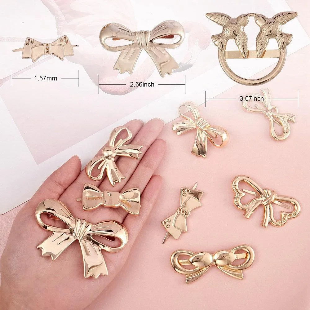 9 Style Iron Belts Buckle, for Belt Bags DIY Accessories, Bowknot, Light Gold