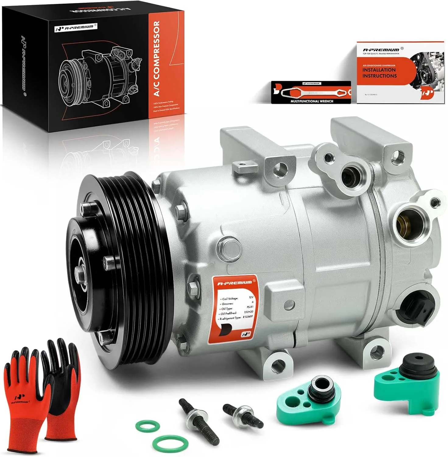A-Premium Air Conditioner AC Compressor with Clutch Compatible with Hyundai Sonata 2.0L 2.4L 2012-2014, Kia Optima 2.0L 2.4L 2012-2018