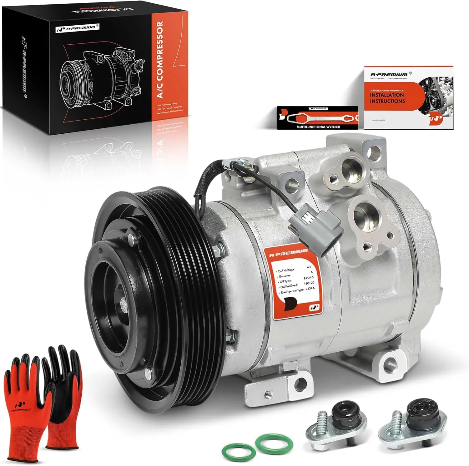 A-Premium Air Conditioner AC Compressor with Clutch Compatible with Mazda 3 Sport 2010-2013, 5 2012-2015, 2.3L 2.5L, HS18 Compressor