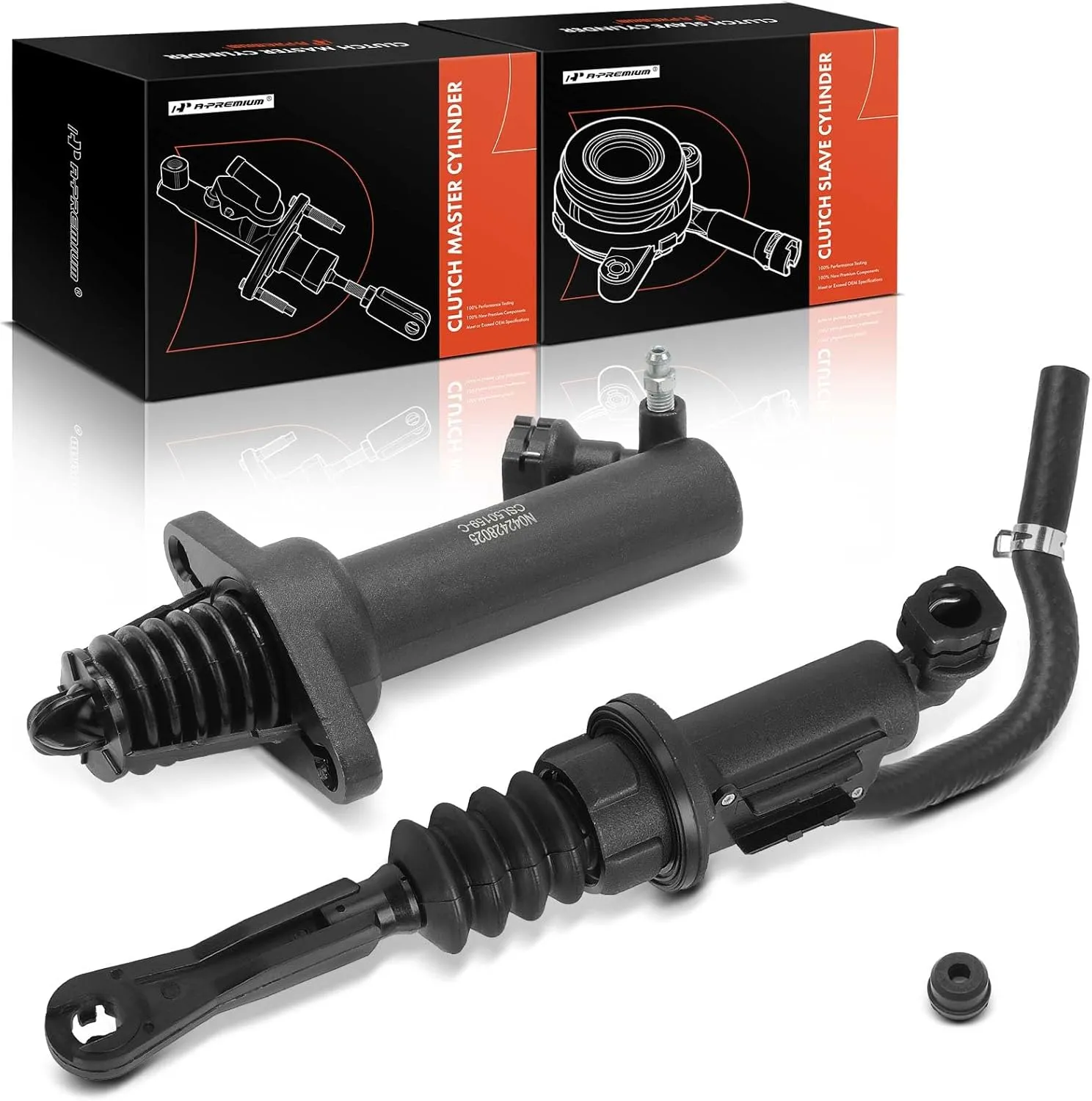 A-Premium Clutch Master Cylinder and Clutch Slave Cylinder Compatible with Jeep JK Series Wrangler 2007-2012, Replace# 52060132AC, 52060133AC, 2-PC Set