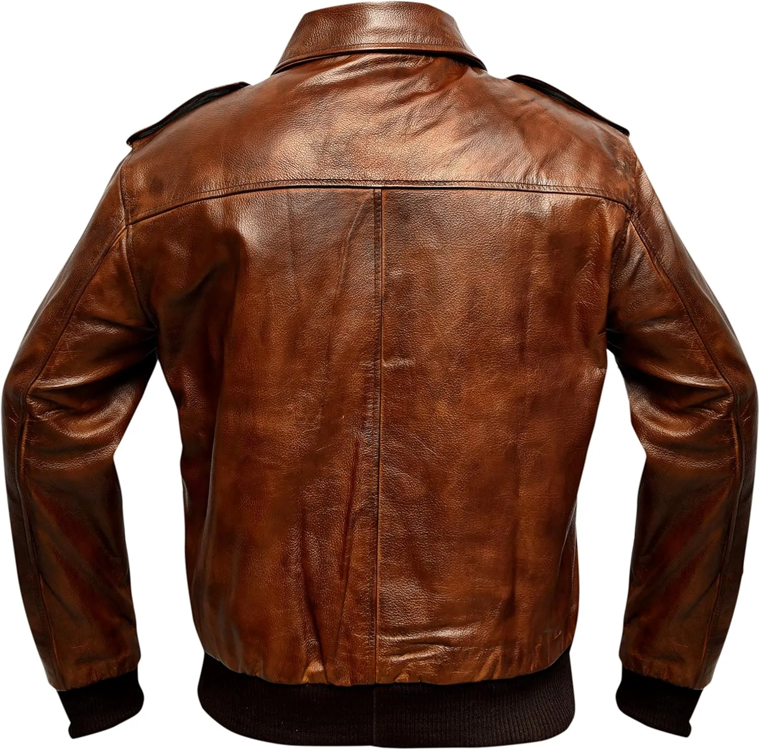 A2 Waxed Distressed Brown Real Cowhide Leather Bomber Flight Jacket