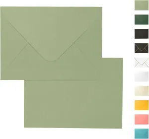 A7 Sage Green Envelopes 100 Pack, Goefun 5x7 V Flap Printable Envelopes for Invitation, Gift Cards, Birthday, Graduation, 5.25 x 7.25 in, 120GSM