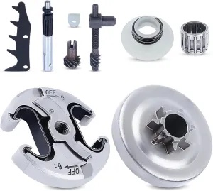 Adefol 325" 7T Clutch Drum Bearing Oil Pump Kit for Husqvarna 340 345 445 450 for Jonsered 2145 2150 Chainsaw with Worm Gear Chain Adjuster Pawl Dog for 578097901, 503932101, 503931801