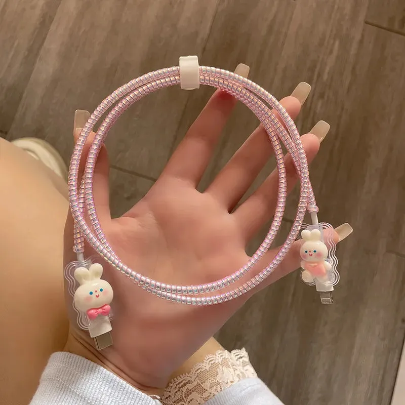 Adorable Bowknot Rabbit Charger Protector Kit