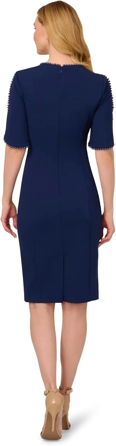 Adrianna Papell Women's Knit Crepe Pearl Midi Dress