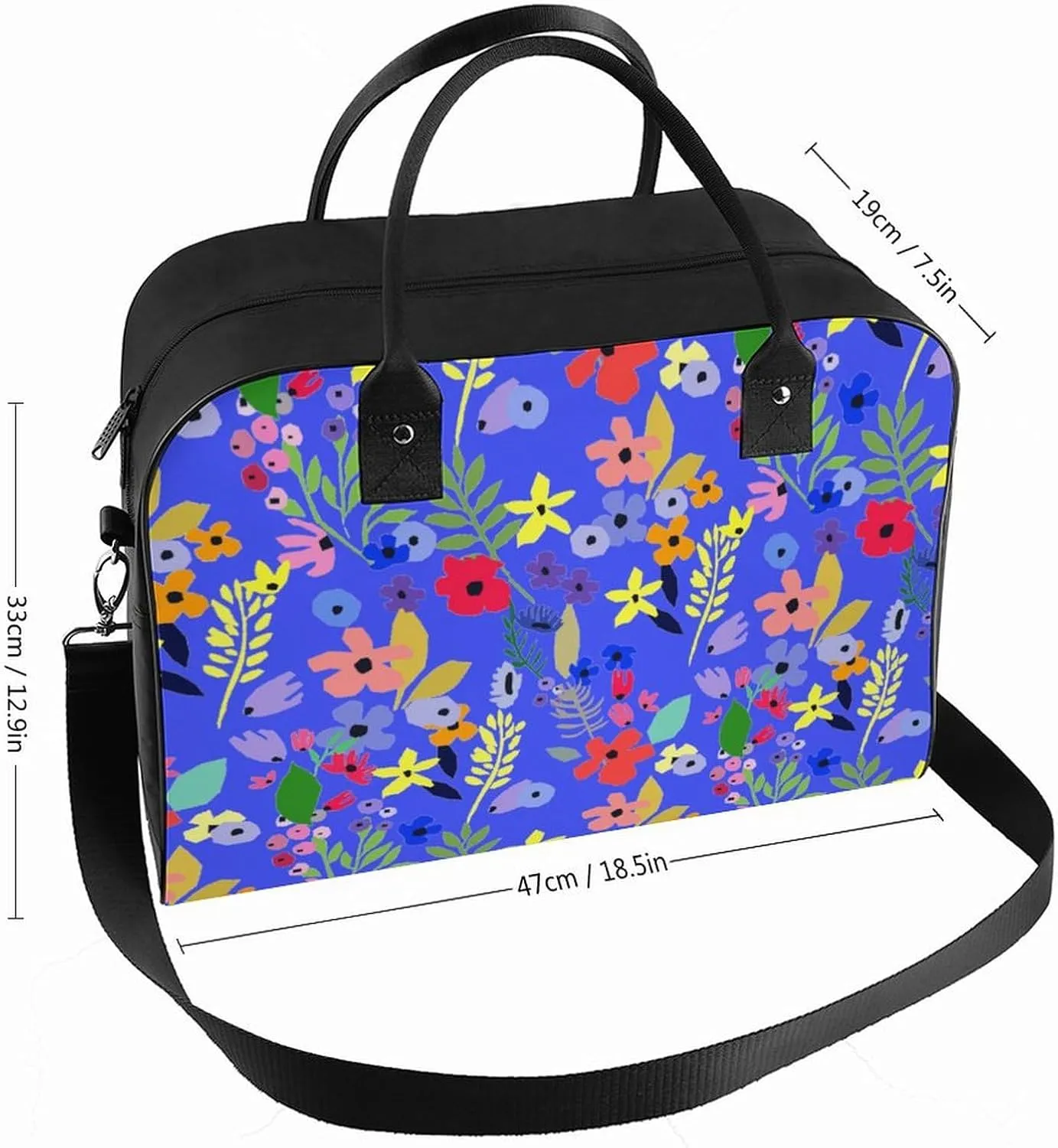 Adult Shoulder Nylon Colorful Floral Retro Handbag for Business Trip 13" X 19" X 8"
