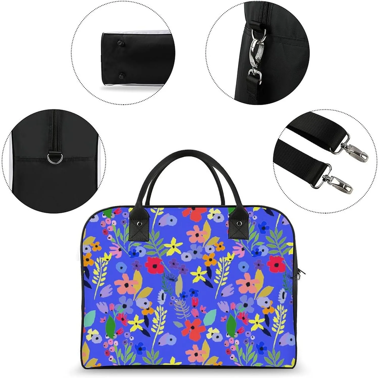 Adult Shoulder Nylon Colorful Floral Retro Handbag for Business Trip 13" X 19" X 8"