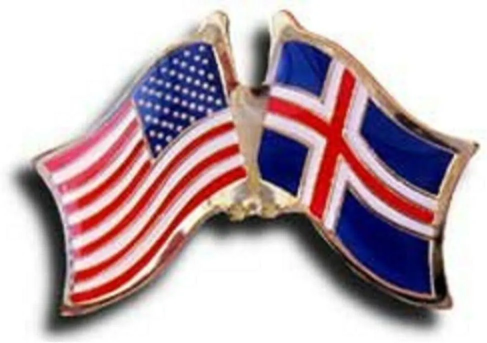 AES Wholesale Pack of 24 USA American & Iceland Country Flag Bike Hat Cap Lapel Pin
