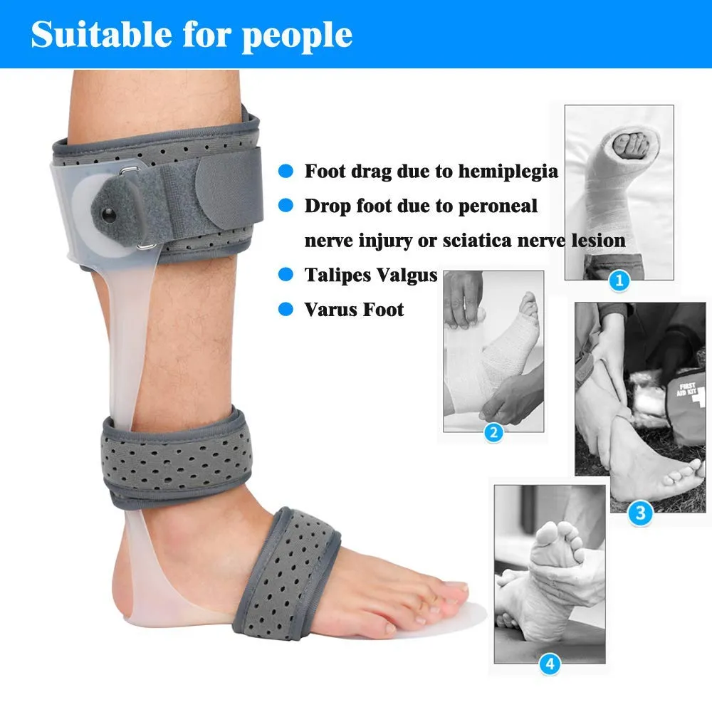 AFO Drop Foot Brace Medical Ankle Foot Orthosis Support Foot Drop Postural Correction Brace (Right/M)