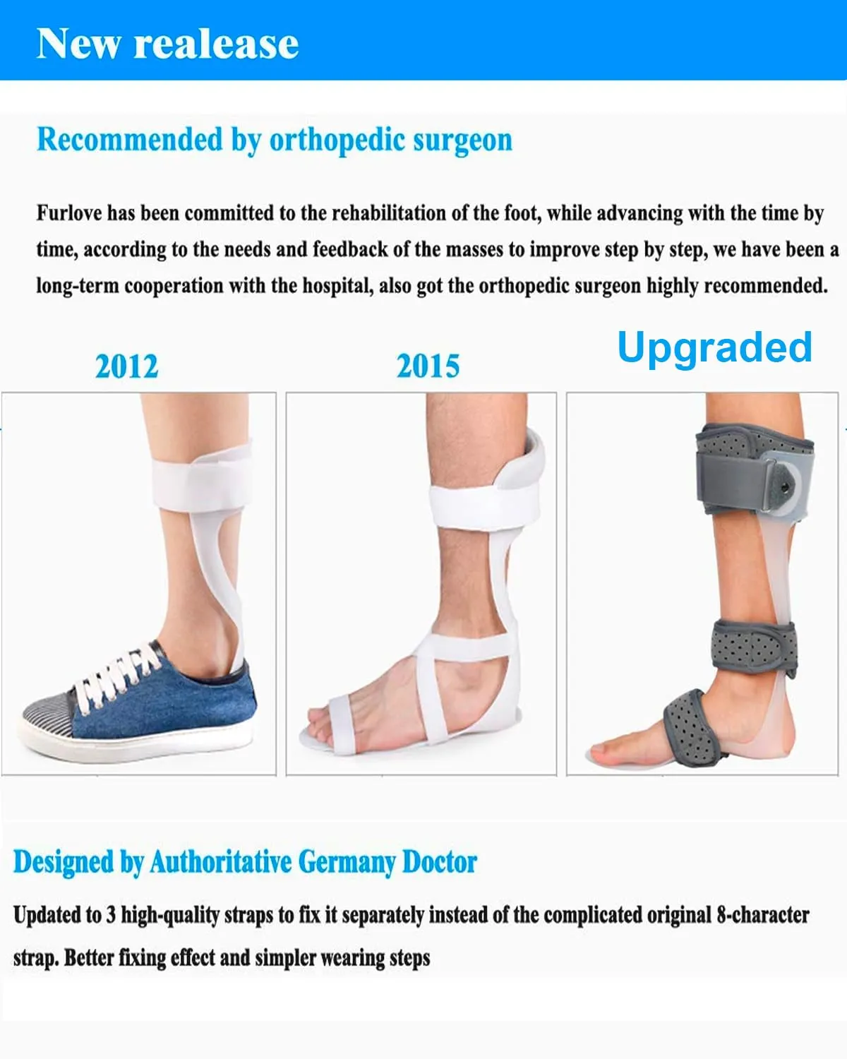 AFO Drop Foot Brace Medical Ankle Foot Orthosis Support Foot Drop Postural Correction Brace (Right/M)