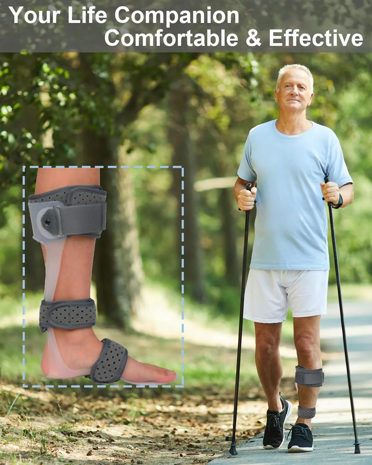 AFO Drop Foot Brace Medical Ankle Foot Orthosis Support Foot Drop Postural Correction Brace (Right/M)