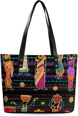 African Women Black Girls Women's Tote Shoulder Bag Handbag Top Handle Leather 29 * 34 * 14cm