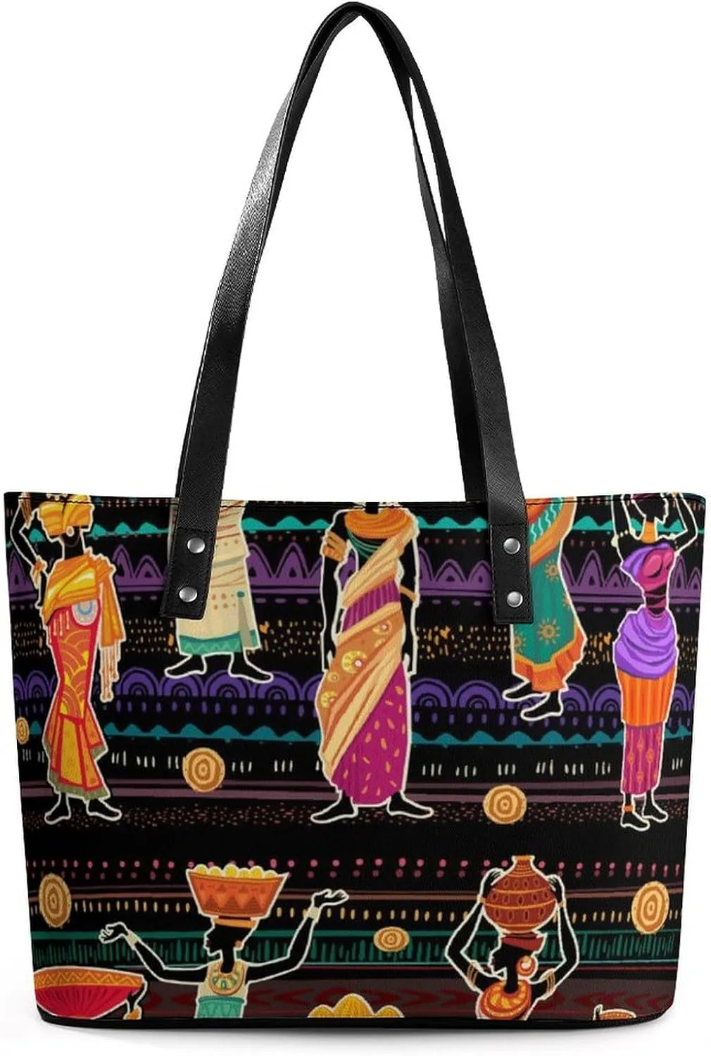 African Women Black Girls Women's Tote Shoulder Bag Handbag Top Handle Leather 29 * 34 * 14cm