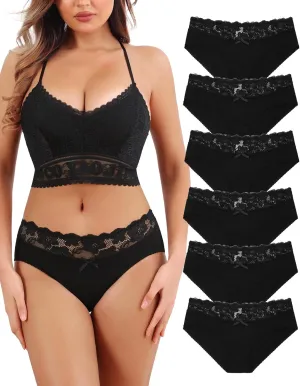 Aijolen Cotton Underwear for Women Bikini Panties Sexy Breathable Hipster with Lace Waist Multipack