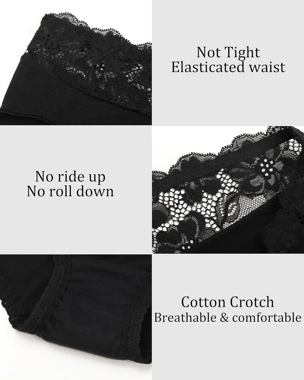 Aijolen Cotton Underwear for Women Bikini Panties Sexy Breathable Hipster with Lace Waist Multipack