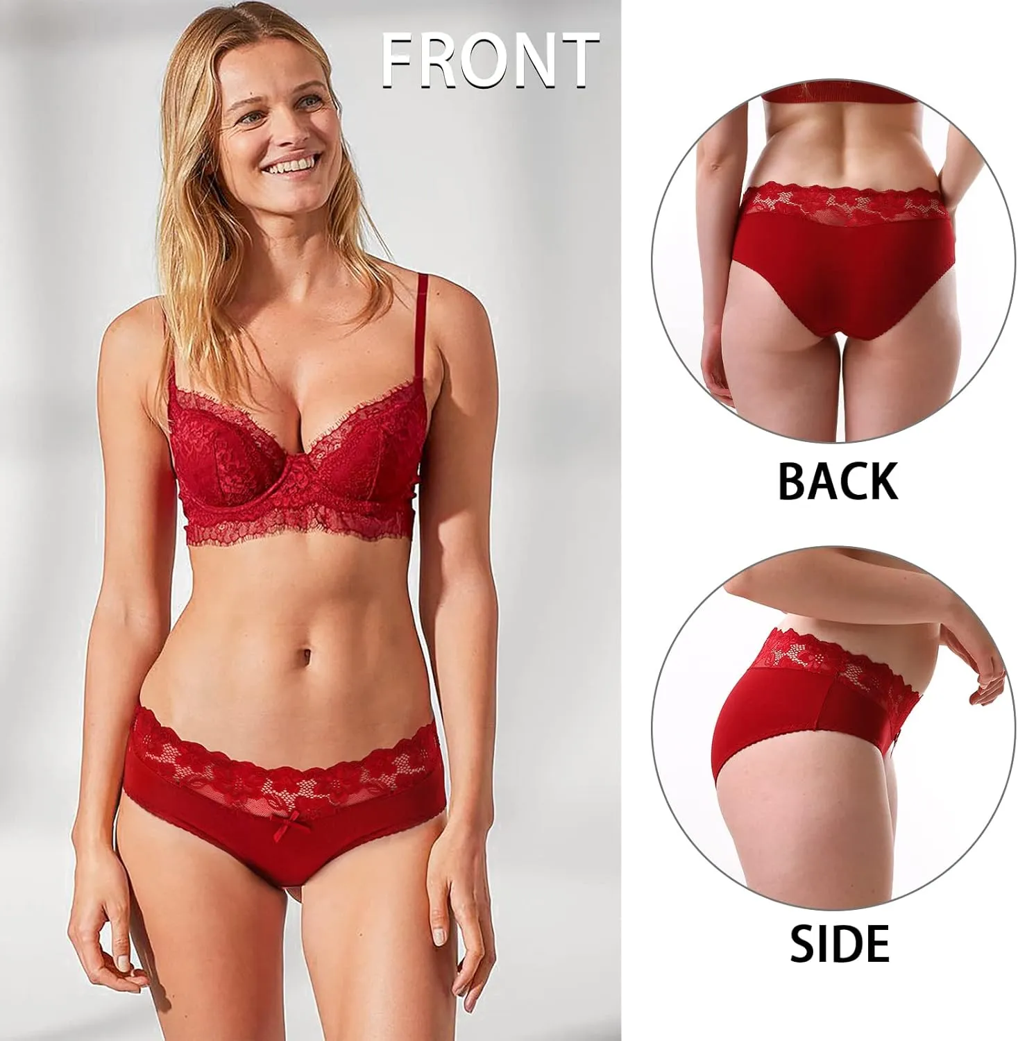 Aijolen Cotton Underwear for Women Bikini Panties Sexy Breathable Hipster with Lace Waist Multipack