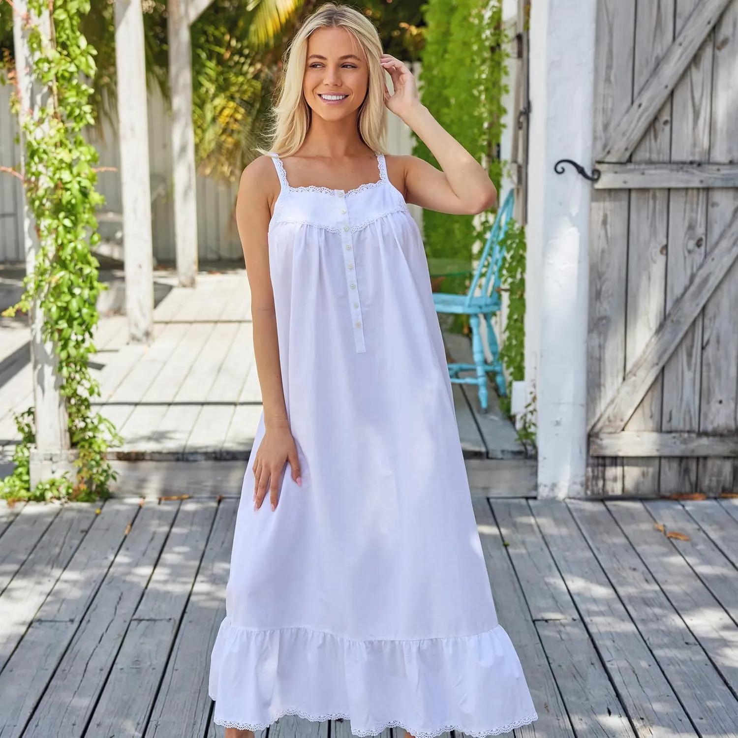 Alexander Del Rossa Victorian Nightgown, 100 Cotton Nightgowns for Women, Long Nightgowns for Women Soft Cotton, Nighty