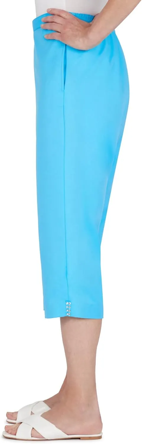Alfred Dunner Women's Petite Embellished Cuff Twill Capri