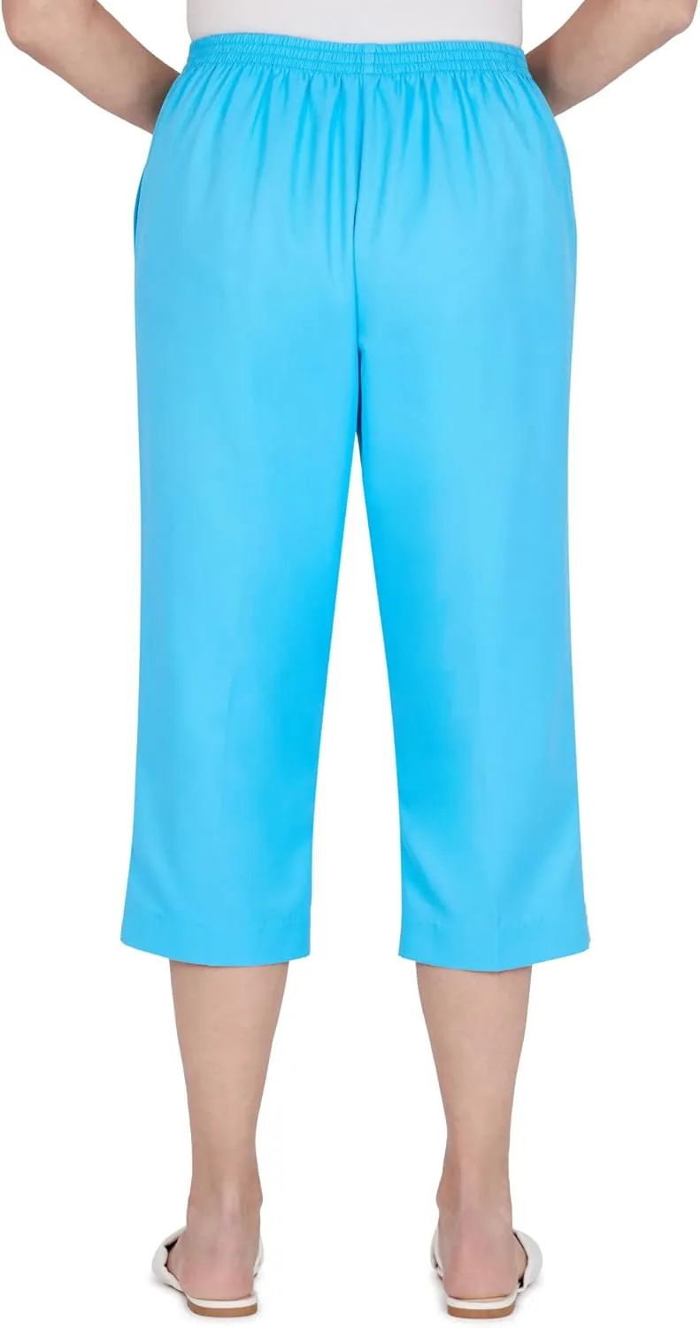 Alfred Dunner Women's Petite Embellished Cuff Twill Capri