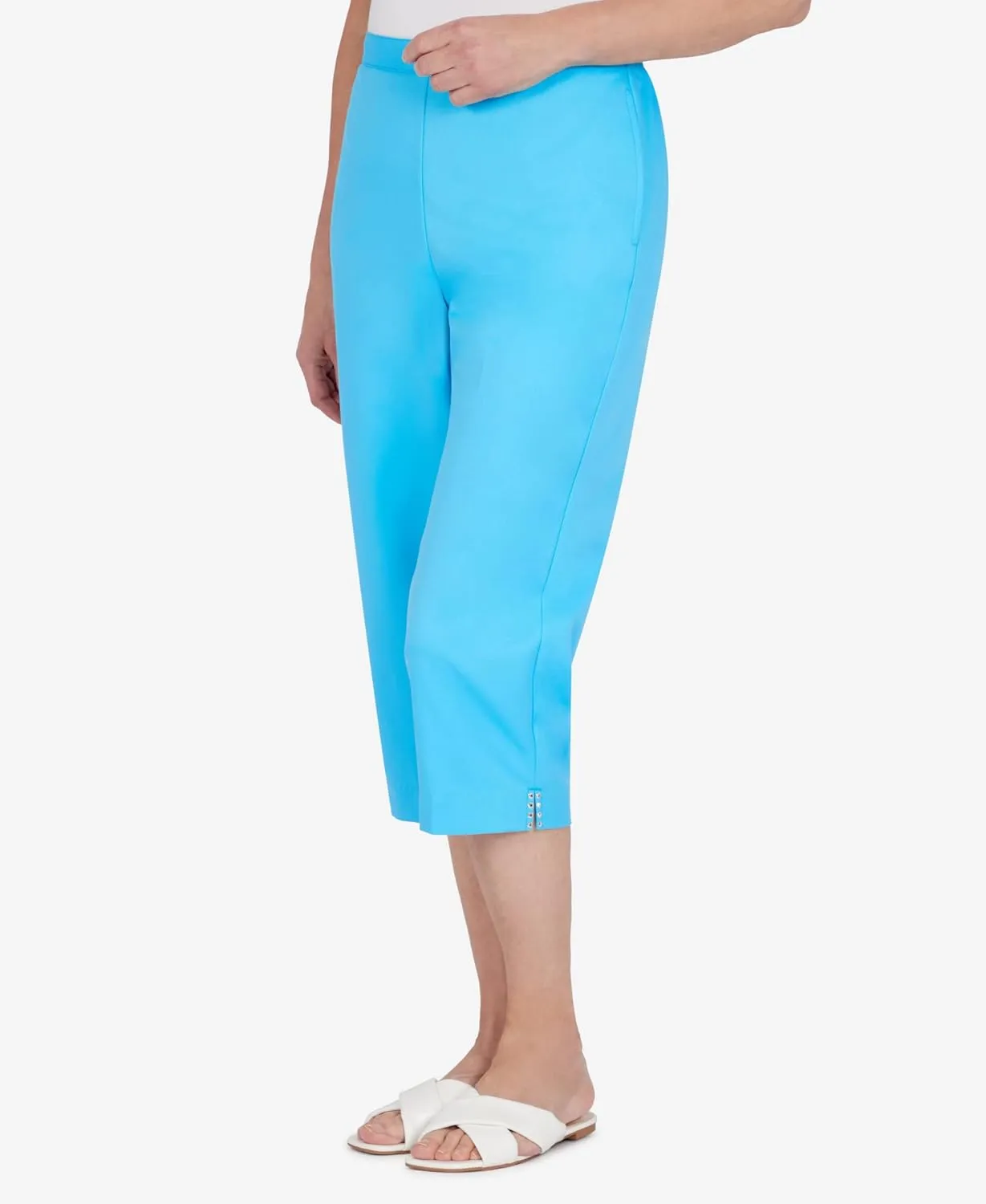 Alfred Dunner Women's Petite Embellished Cuff Twill Capri