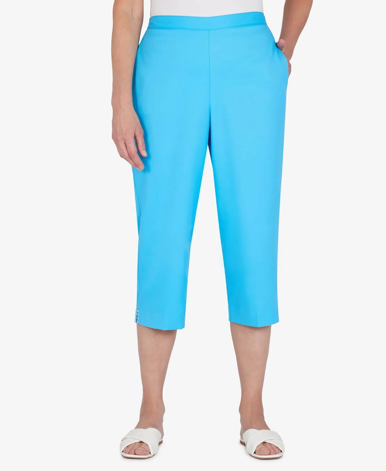 Alfred Dunner Women's Petite Embellished Cuff Twill Capri