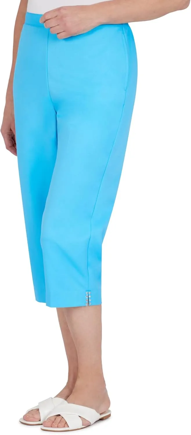 Alfred Dunner Women's Petite Embellished Cuff Twill Capri