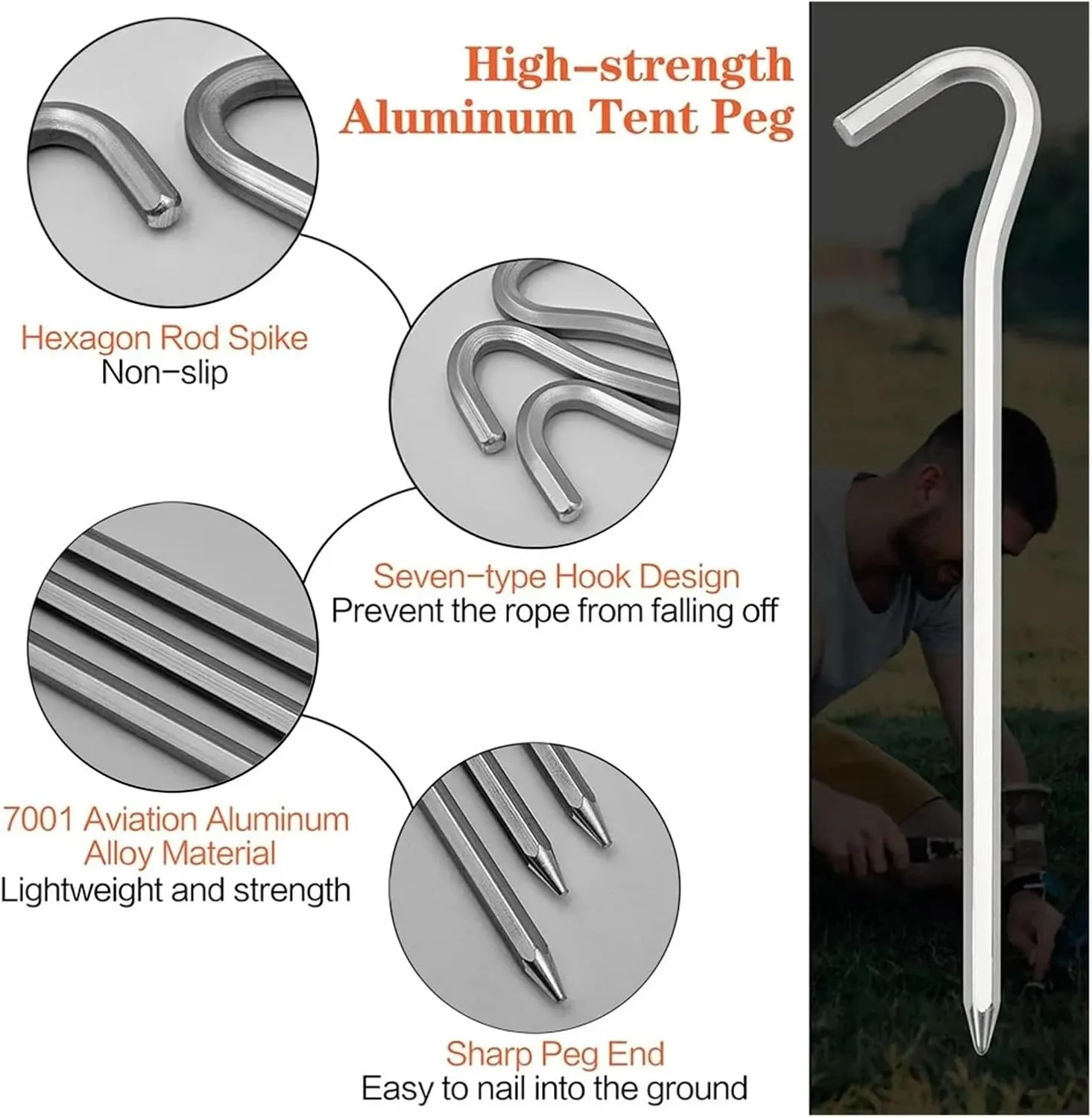 Aluminum Tent Stakes Pegs, Outdoor Travel Camping Tarpaulin Stakes Ground Stakes, Strong and Lightweight Tent Stakes Awning(Rhombus)