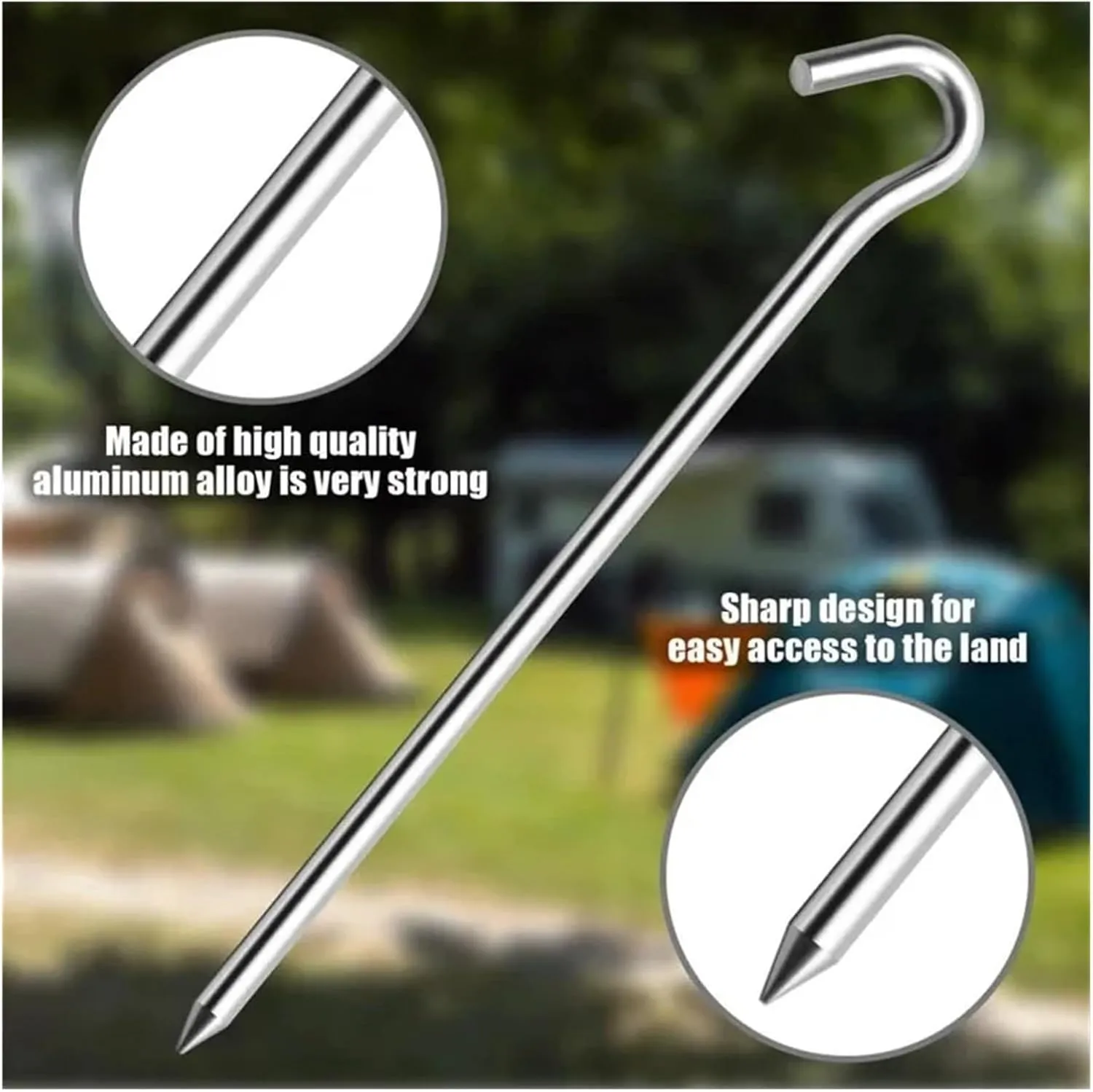 Aluminum Tent Stakes Pegs, Outdoor Travel Camping Tarpaulin Stakes Ground Stakes, Strong and Lightweight Tent Stakes Awning(Rhombus)