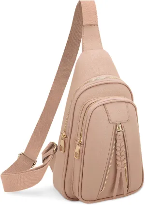 ALYSSA Large Sling Bag for Women Crossbody Fanny Packs for Women Faux Leather Sling Chest Bag Crossbody Bags for Women Trendy