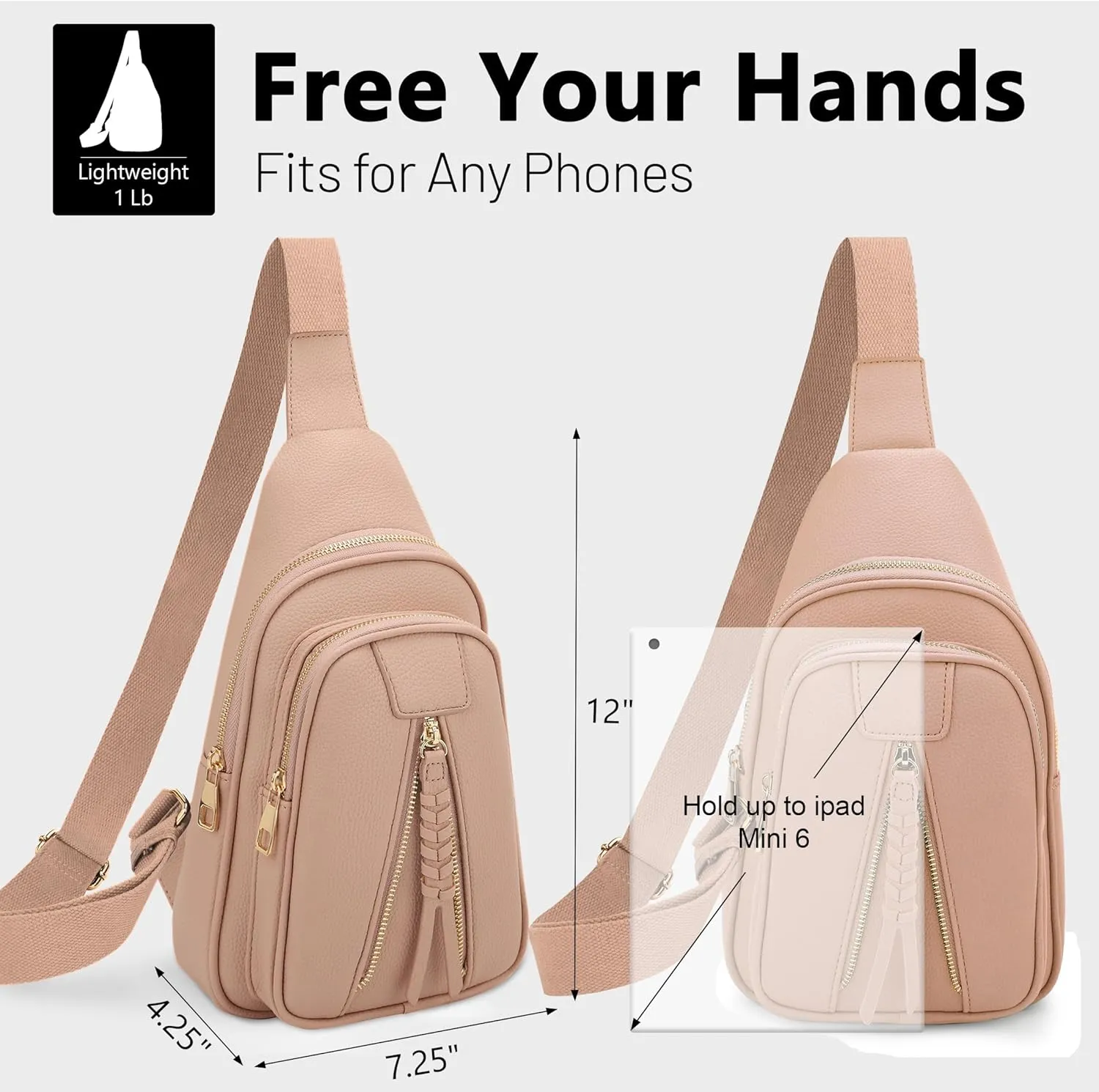 ALYSSA Large Sling Bag for Women Crossbody Fanny Packs for Women Faux Leather Sling Chest Bag Crossbody Bags for Women Trendy