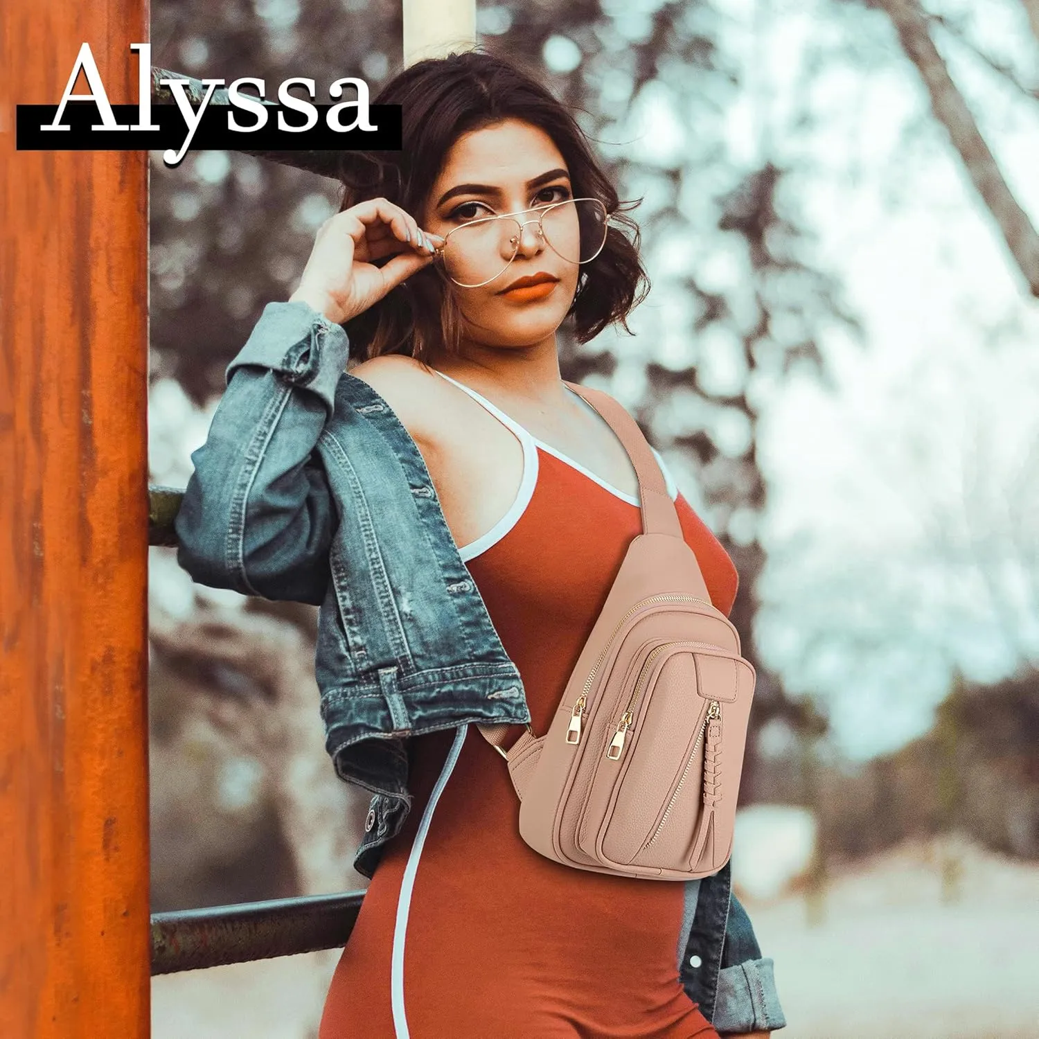ALYSSA Large Sling Bag for Women Crossbody Fanny Packs for Women Faux Leather Sling Chest Bag Crossbody Bags for Women Trendy