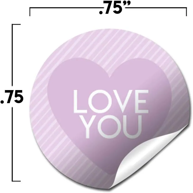 Amanda Creation Valentine Pastel Comment Hearts Party Kiss Stickers, 300 Round Labels, 0.75" for Chocolate Kisses & Party Favors