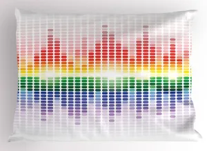 Ambesonne Music Pillow Sham, Rainbow Digital Style Equalizer Amplifier Recording Equipment Night Club Disco Theme, Decorative Standard King Size Printed Pillowcase, 36" X 20", Multicolor