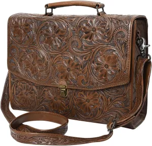 American Darling Briefcase Hand Tooled Genuine Leather Women Bag Western Handbag Purse
