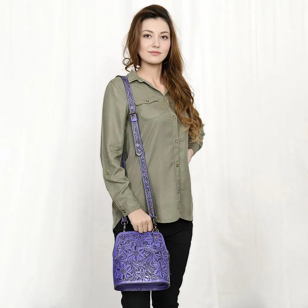 American Darling Cross Body Hand Tooled Genuine Leather women bag western handbag purse, Black