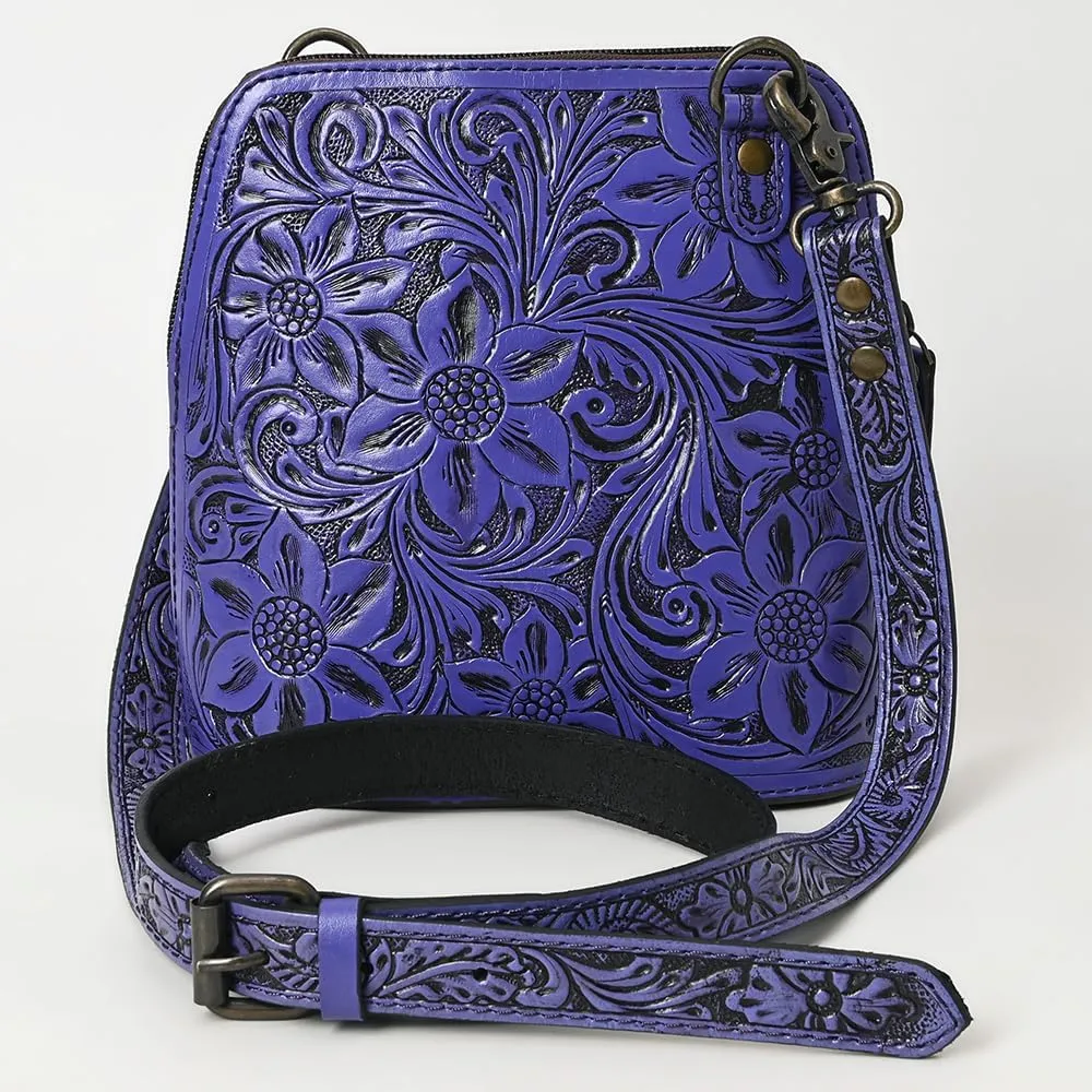 American Darling Cross Body Hand Tooled Genuine Leather women bag western handbag purse, Black