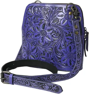 American Darling Cross Body Hand Tooled Genuine Leather women bag western handbag purse, Black