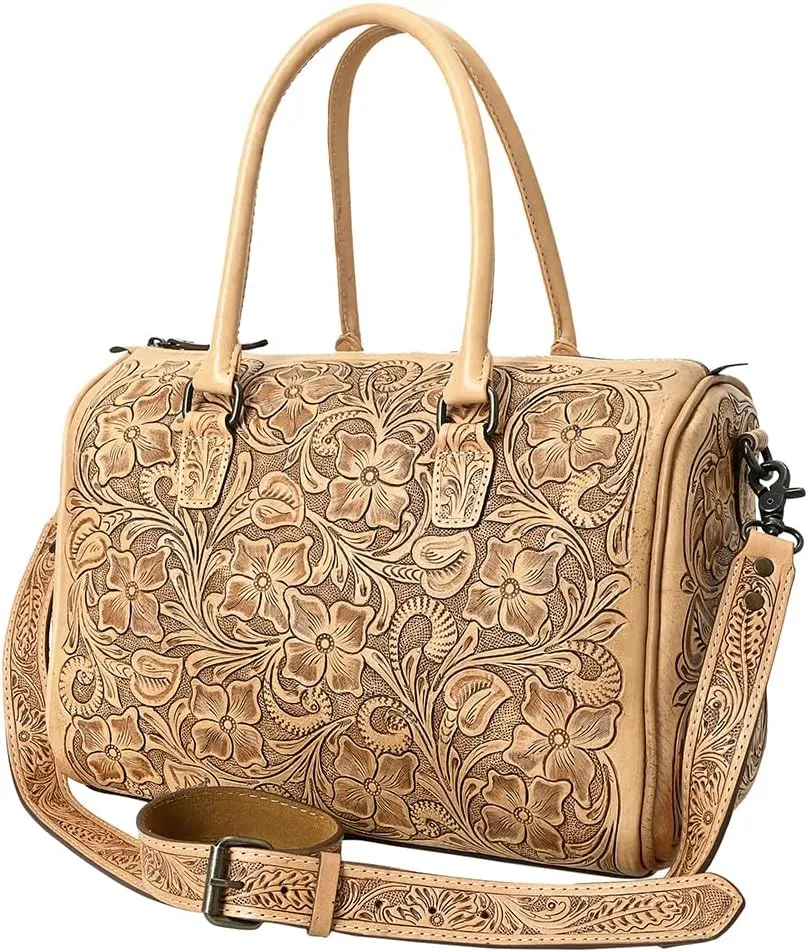 American Darling Duffel Beautifully Hand Tooled Genuine Leather women bag western handbag purse