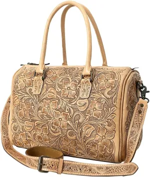 American Darling Duffel Beautifully Hand Tooled Genuine Leather women bag western handbag purse
