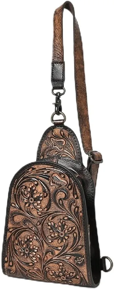 American Darling Sling Hand Tooled Leather Women Bag Western Handbag Purse