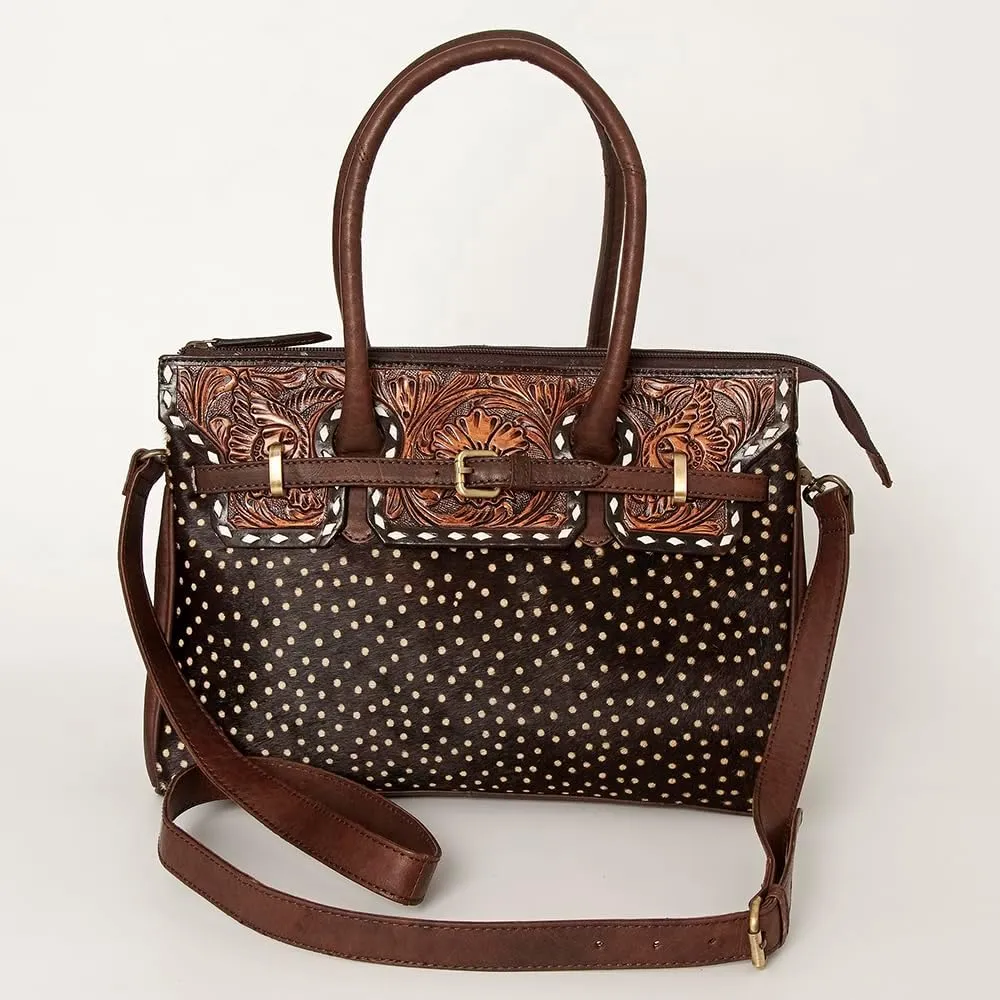 American Darling Tote Hand Tooled Hair On Genuine Leather Women Bag Western Handbag Purse