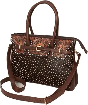 American Darling Tote Hand Tooled Hair On Genuine Leather Women Bag Western Handbag Purse