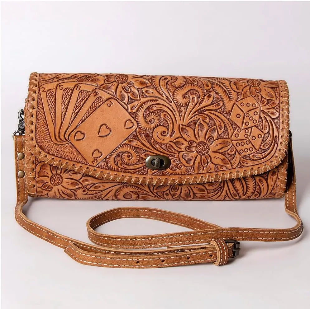 American Darling Wallet Hand Tooled Genuine Leather Women Bag Western Handbag Purse