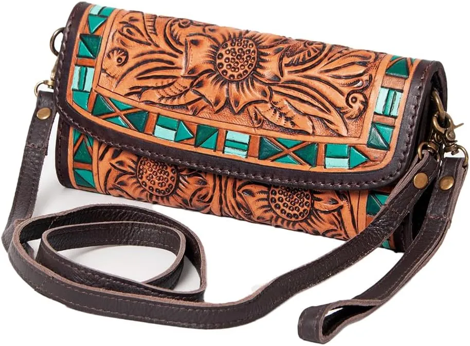 American Darling Wallet Hand Tooled Genuine Leather women bag western handbag purse